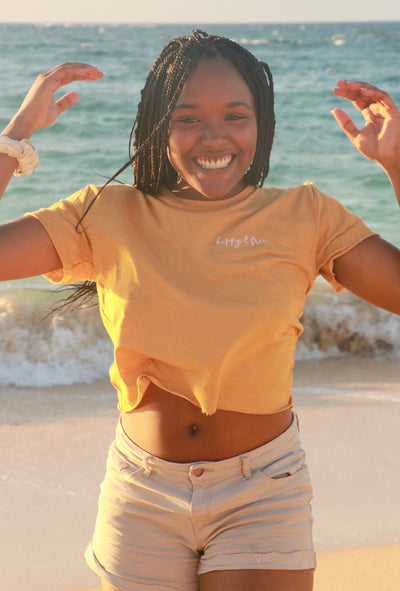 Embroidered Happy & Free CROP TOP!